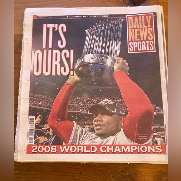 PHILLIES 2008 WORLD SERIES CHAMPS Philadelphia Daily News entire paper like new! - Picture 3 of 5